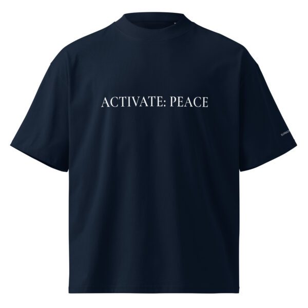 Unisex organic oversized high neck t shirt french navy front 6867a316111e5 jpg
